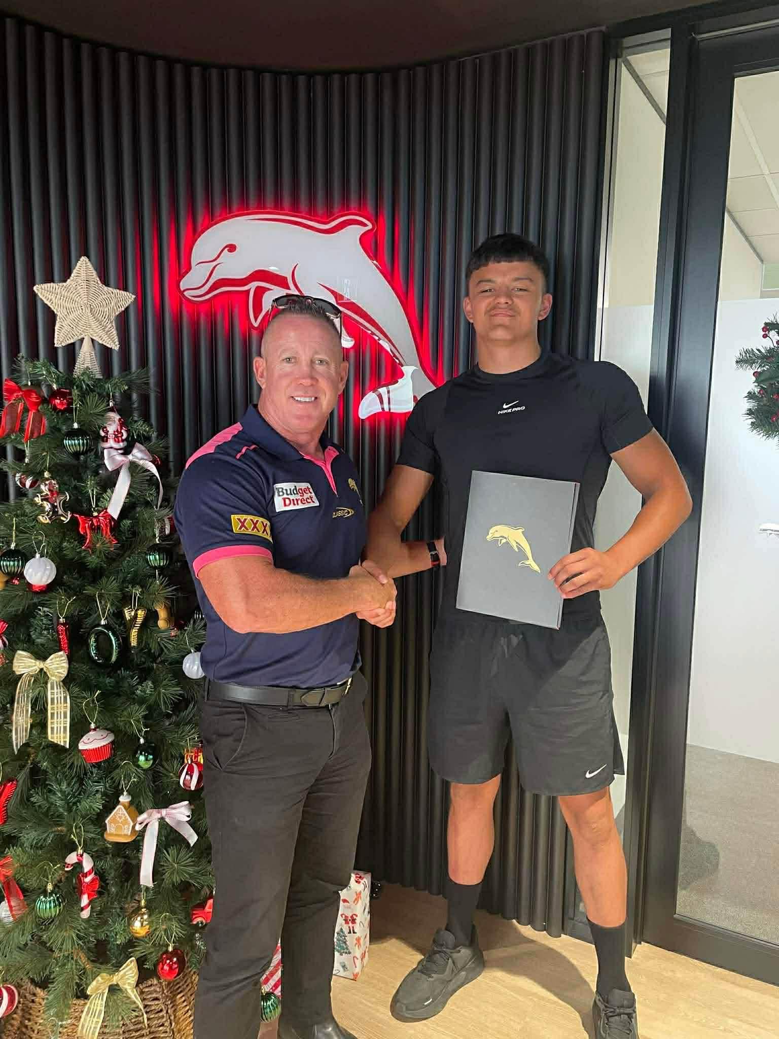 Mentor and student achievement moment with Dolphins Rugby League